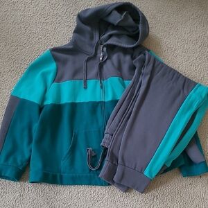 K Jordan Teal and Gray Kids Jacket & Pants Set